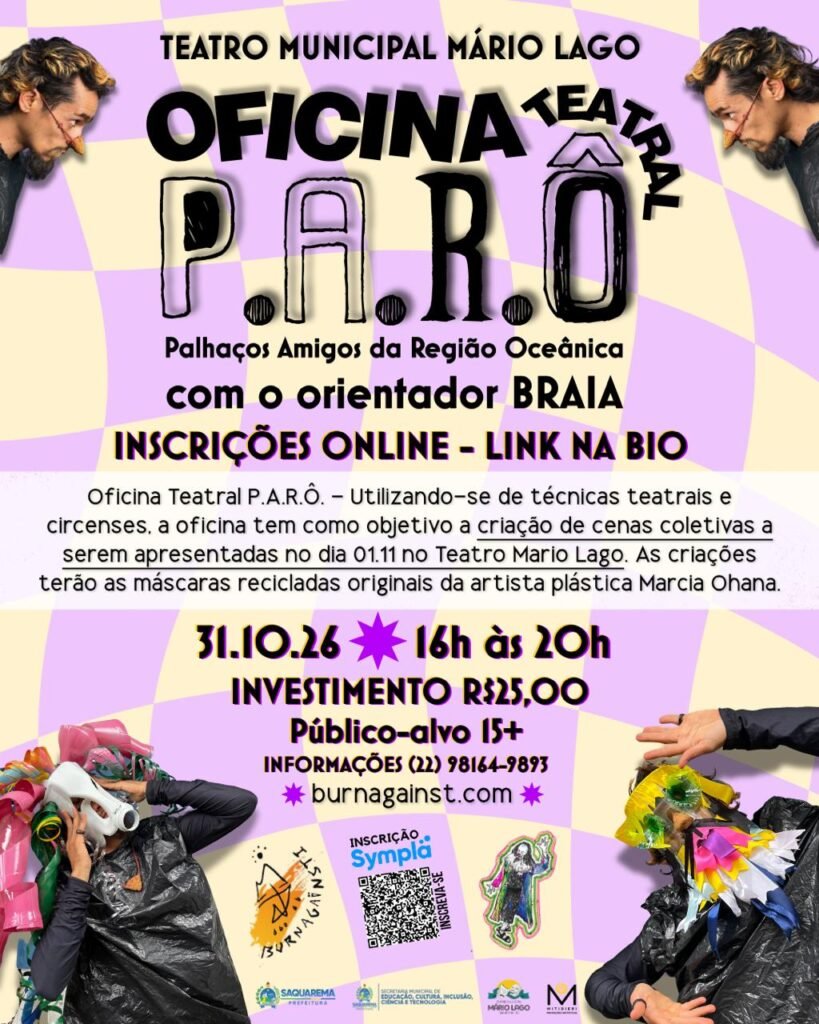 TEATRO MÁRIO LAGO TERÁ QUATRO EVENTOS, SENDO DOIS GRATUITOS, NO FIM DE SEMANA EM SAQUAREMA. whatsapp image 2026 10 27 at 09.58.53 2