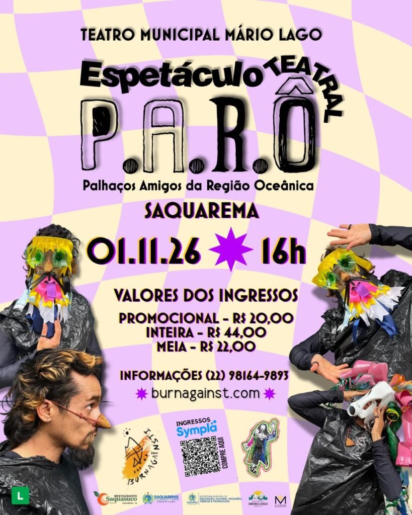 TEATRO MÁRIO LAGO TERÁ QUATRO EVENTOS, SENDO DOIS GRATUITOS, NO FIM DE SEMANA EM SAQUAREMA. whatsapp image 2026 10 27 at 09.58.54